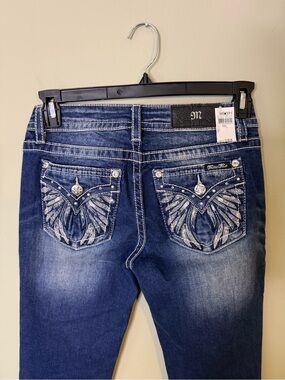 New With Tags Y2K Miss Me Straight Jeans Wing Embellished Pockets 33” Inseam